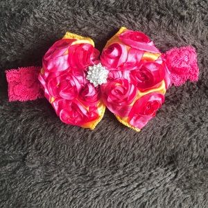 NWOT Handmade Rosette Headband with jewel